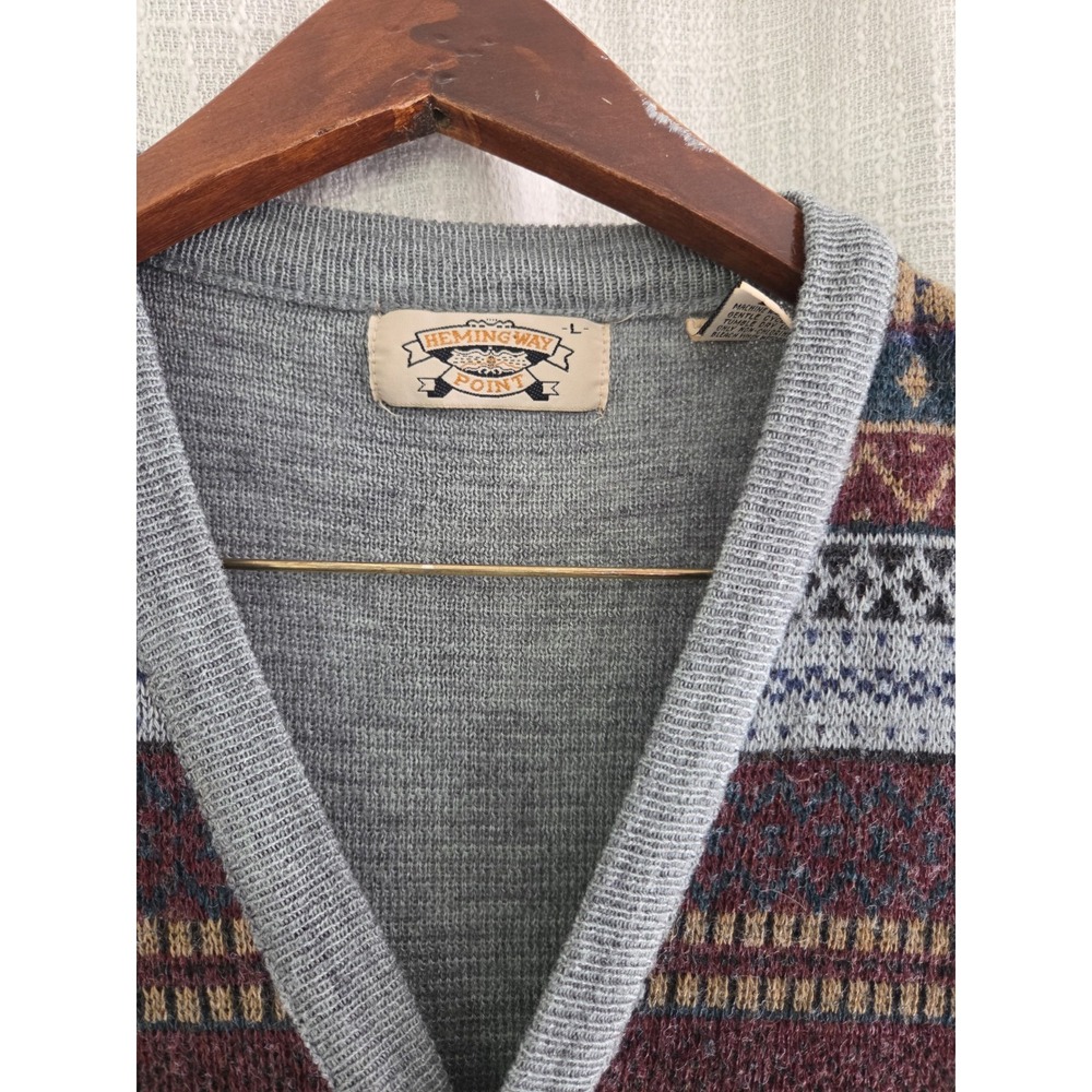 Vintage Heming Way Point Wool Cardigan Vest Women's Large Fair Isle - Picture 2 of 6